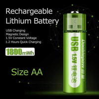 SearchFindOrder Rechargeable Battery Pack of 10 Batteries Rechargeable Built-in USB 1.5V AA Lithium Battery