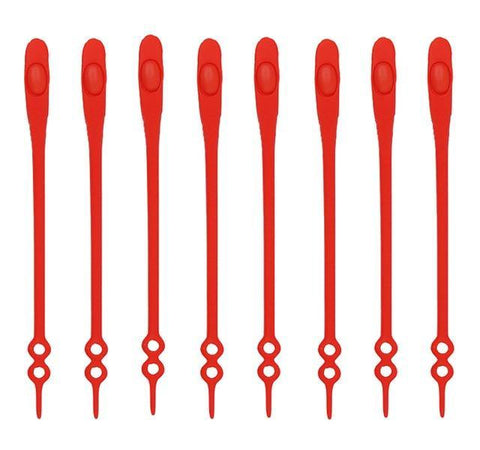 SearchFindOrder Red 16pc/pack No Tie Elastic Silicone Shoelaces