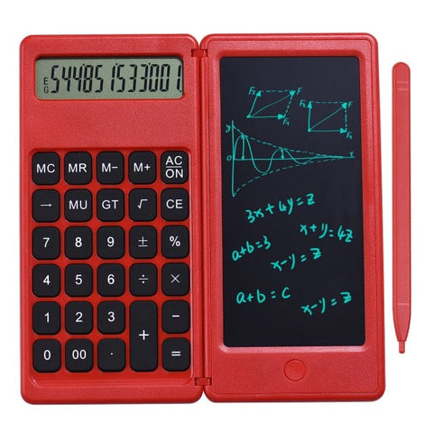 SearchFindOrder Red 6 inch Portable and Folding Calculator with Writing Tablet