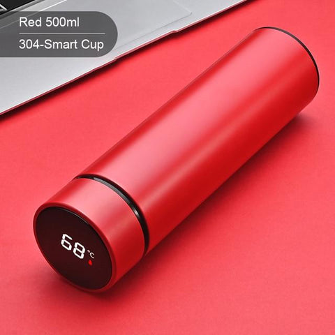 SearchFindOrder Red Intelligent Stainless Steel Thermos with Smart Temperature Display
