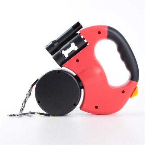 SearchFindOrder Red Retractable Dual Dog Leash with LED Light