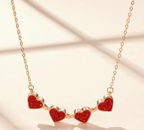 SearchFindOrder Rose Golden / 45cm Love Heart & Lucky Clover Pendant Necklace