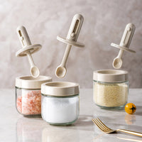 SearchFindOrder Seasoning Condiment Glass Jar with Lid and Spoon