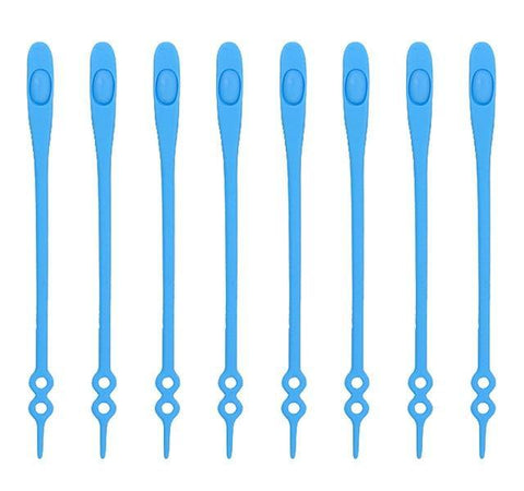 SearchFindOrder Sky Blue 16pc/pack No Tie Elastic Silicone Shoelaces