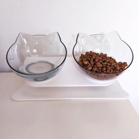 SearchFindOrder Transparent Double Bowl The Amazing  Orthopedic Cat Bowl