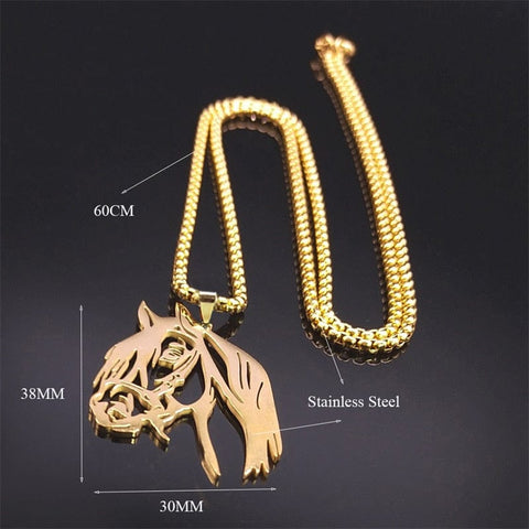 SearchFindOrder Unisex Stainless Steel Horse Head Pendant Necklace Ring and Key Chain