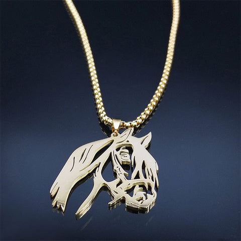 SearchFindOrder Unisex Stainless Steel Horse Head Pendant Necklace Ring and Key Chain