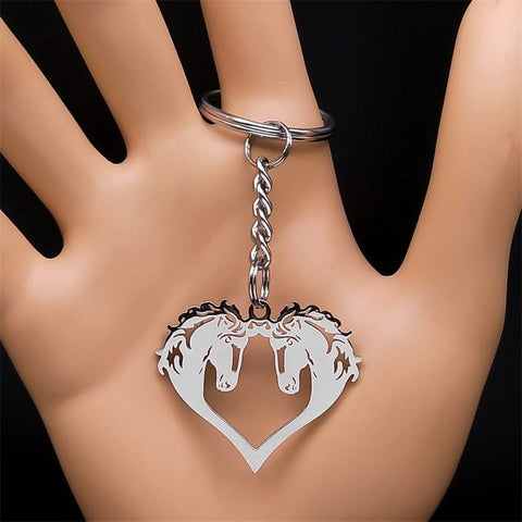 SearchFindOrder B Keychain SR Unisex Stainless Steel Horse Head Pendant Necklace Ring and Key Chain