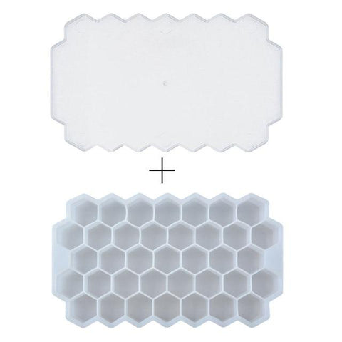SearchFindOrder White Honeycomb Stackable Ice Cube Trays with Removable Lid