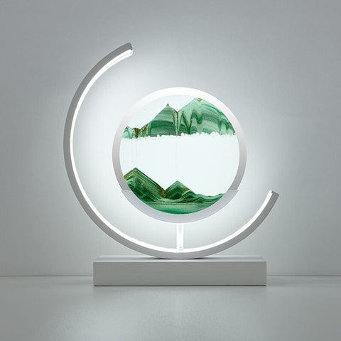 SearchFindOrder White Moon-Green / Remote control Creative Sandscape 3D LED Table Lamp