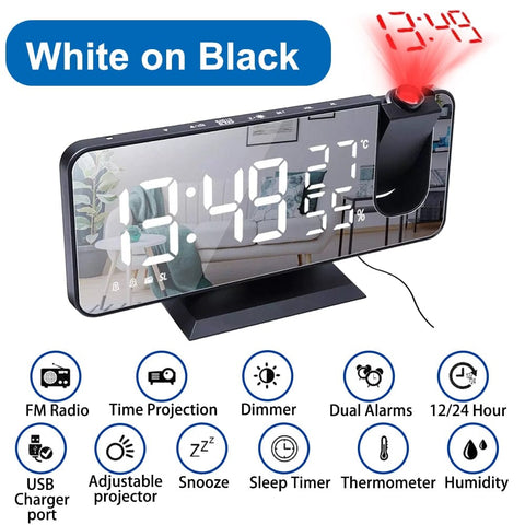 SearchFindOrder White on Black A / China LED Digital Projection Alarm Clock