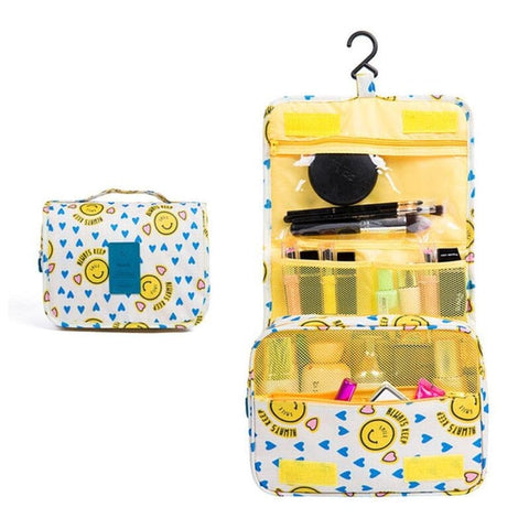 SearchFindOrder Yellow smiley / China Waterproof Travel Cosmetic Toiletries Bag with Hook