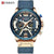 Yellow Angel Jewelry & Watches blue rose gold Watch Men Business Watches Leather band Wristwatch